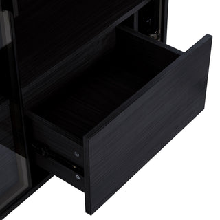 Modern Minimalist Style LED Curio Cabinet With Tempered Glass Door, Metal Legs
