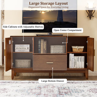 TV Stand With Drawer And Cabinets - Brown
