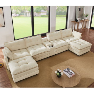 Oversized Modular Sectional Sofa With Multi Functional Console