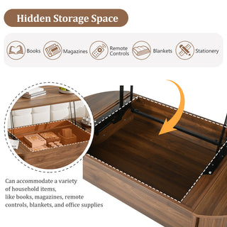 Lift Top Coffee Table With Hidden Compartment, Modern Oval Lift Tabletop For Home Living Room