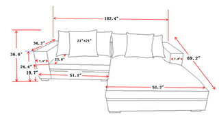 Luxe - Oversized 2 Piece Sectional Couches For Living Room, L Shaped Sofa With Chaise