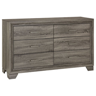 Funston - 4 Piece Queen Bedroom Set With Upholstered Headboard - Oak