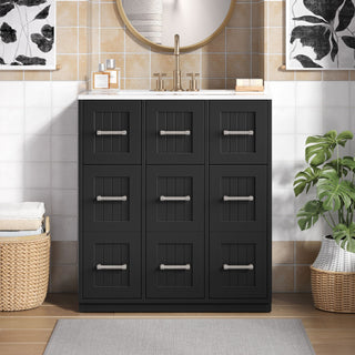Bathroom Vanity With Undermount Sink, Soft-Close Doors, Drawers, Ceramic Sink