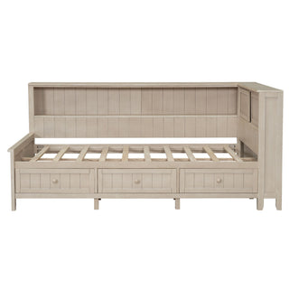 Daybed With Storage Shelves And 3 Drawers