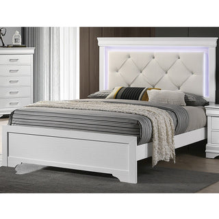 Tufted Headboard Bed With LED Lighting