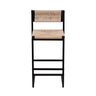 Bar Stools Paper Rope Weave Dining Chairs With Back Hand Weave Stools For Kichen Island, Bar & Counter (Set of 2)
