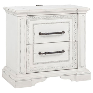 2 Drawer Nightstand With Dual USB Charging Ports - Vintage