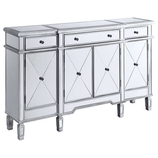 Battista - Mirrored 3 Drawer Wine Cabinet - Silver