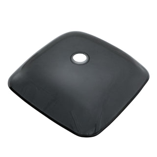 Square Vessel Sink For Bathroom, Above Counter Design With Pop Up Drain, Smooth Rounded Edges - Gray
