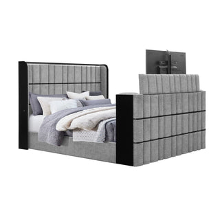 Isaiah - Bed With TV Lift-LED Speakers And Fireplace