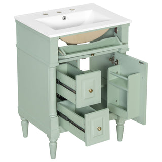 Freestanding Bathroom Vanity With Sink, Adjustable Shelf & Flip Drawer