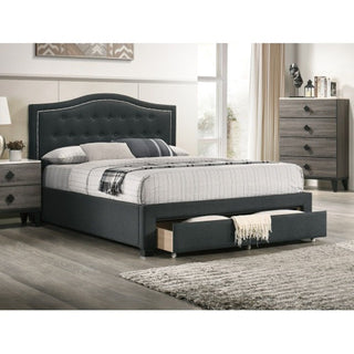 Modern Button Tufted Arch Headboard Bed With Storage Footboard