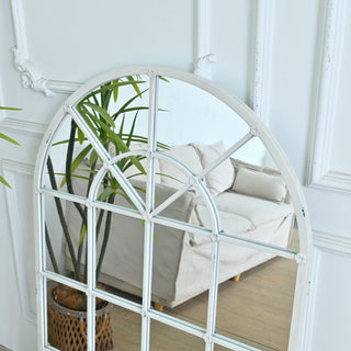 Handmade Arched Mirror, Windows Design For Entryway - White