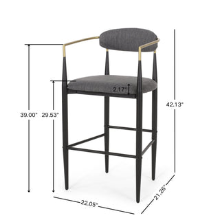 Upholstered Bar Stools (Set of 2) - Charcoal