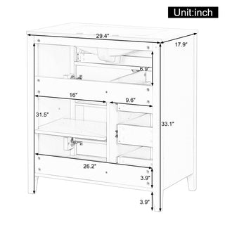 Modern Bathroom Vanity With Sink, 3 Drawers And Adjustable Shelf