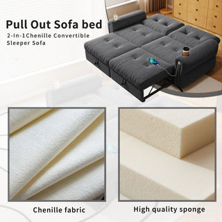 2 In 1 Convertible Sofa Bed For Living Room - Dark Gray - Fabric