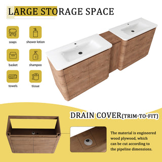 Soft Close Door Freestanding Bathroom Vanity With Sink, 1 Small Storage Cabinet