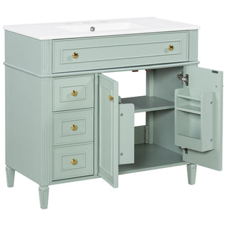 Bathroom Vanity With Sink, 3 Drawers & 2 Soft-Close Doors