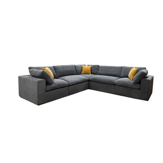 Coffee Bean Like Upholstery Full Compressed Modular Sectional With Toss Pillows - Light Gray