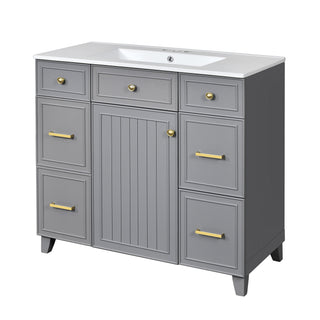 Bathroom Vanity With Ceramic Sink, Soft Close Doors, Adjustable Shelves