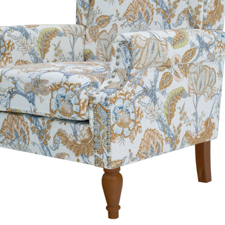 Accent Chair With Floral Upholstery And Nailhead Trim
