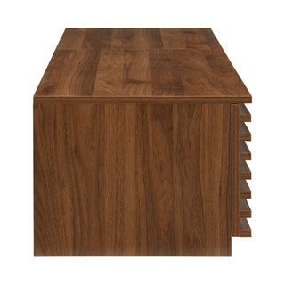 TV Stand With LED Lighting, Soft Closing Hinges, Cable Management - Walnut