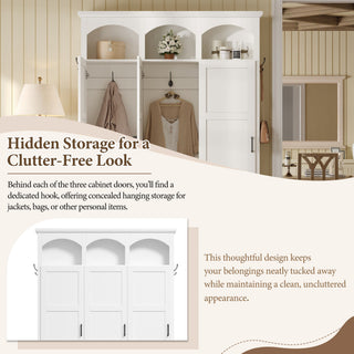 Classic Arched Design Hall Tree With 3 Hidden Storage