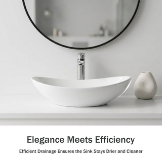 Oval Vessel Bathroom Sink Bowl - White