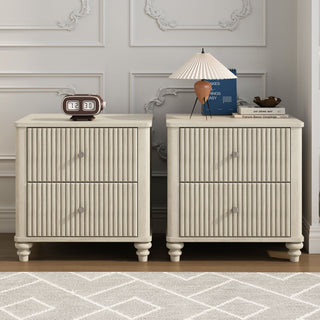 Fluted Nightstand With 3 Drawers