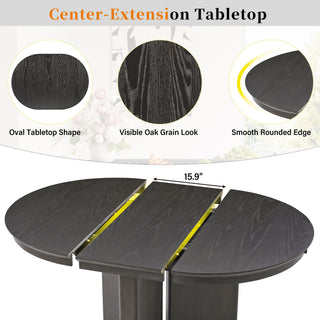 Farmhouse Oval Extendable Dining Table With Pedestal Base