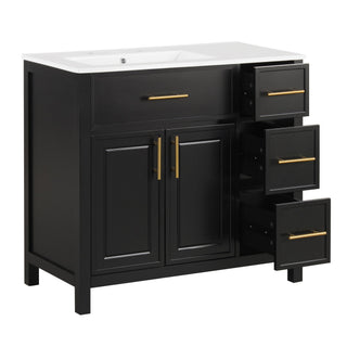 Modern Bathroom Vanity With Sink Top, 2 Doors And 3 Drawers