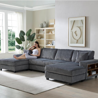 U-Shaped Convertible Sofa, 4 Seater Large Living Room Lounge