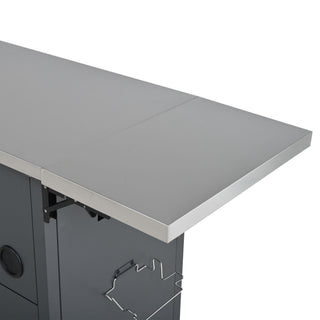 Foldable Outdoor Prep Station BBQ Cart With Trash Rack