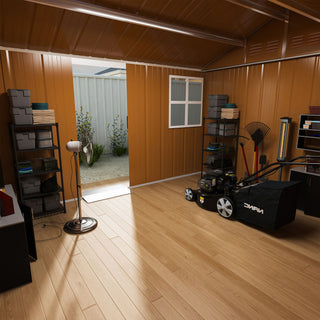 Heavy Duty Metal Storage Shed With Windows And Lockable Door, Weatherproof Outdoor Garden Shed