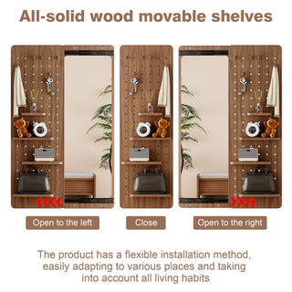 Wall Mounted Full Length Mirror With Shelf And Hook