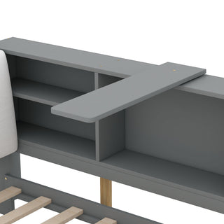 Platform Bed With Storage Headboard, Shelves And 2 Drawers