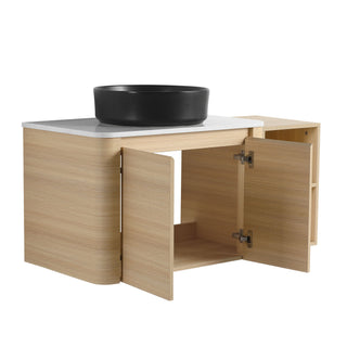 Mounted Bathroom Vanity With Art Sink, Storage Shelves, Soft Close Door