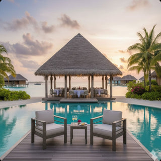 Modern All-Weather Patio Armchairs With Thick Cushions (Set of 2)