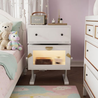 Robot LED Nightstand With 360° Rotating Drawer