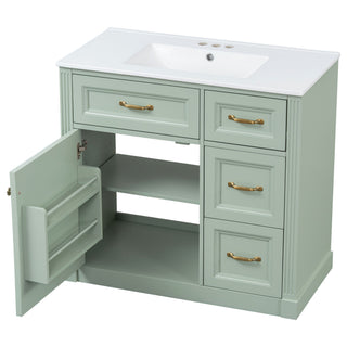 Modern Bathroom Vanity With Sink, 4 Drawers, Soft-Close Door, Adjustable Shelf