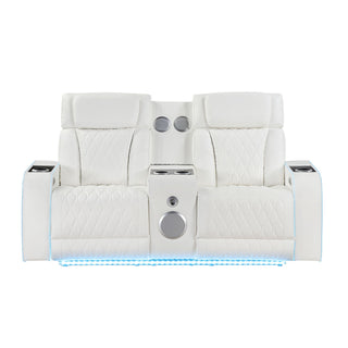 Electra - Power Reclining Loveseat With Power Headrests, Console, Speakers, Massage, LED Lighting And USB Control