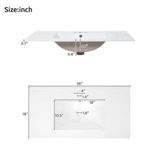 Bathroom Vanity With Sink, Soft Close Doors, Adjustable Shelf & 3 Drawers