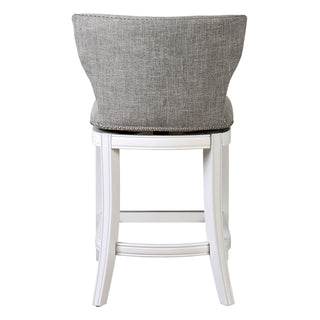 Upholstered Swivel Stool With Back