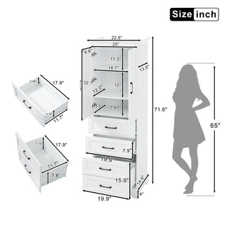 Bathroom Vanity With 2 Damping Hinge Doors, 3 Drawers, Adjustable Shelves - White
