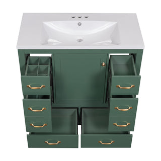 Modern Bathroom Vanity With Sink, 6 Drawers, Adjustable Shelf