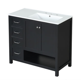 Bathroom Vanity With Sink Top, Bathroom Vanity Cabinet With 2 Doors And 2 Drawers, Open Shelf