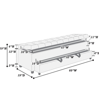 Storage Ottoman With Tufted Seat And Underseat Drawer
