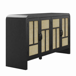 Sideboard Buffet Cabinet With 4 Doors & Adjustable Shelves - Black