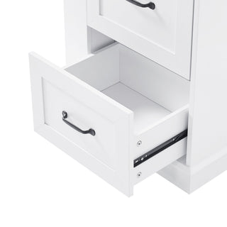 Freestanding Bathroom Storage Cabinet With Adjustable Shelves And Side Hooks Board, Rectangle Design
