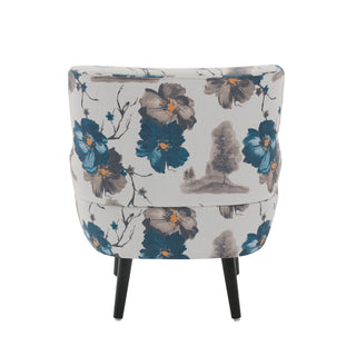 Armchair With Round Arm - White / Blue